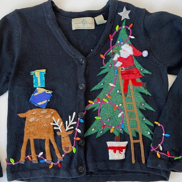 Design Options Phillip Jane Gordon Cardigan Santa Christmas Tree Lights Small - Picture 6 of 13